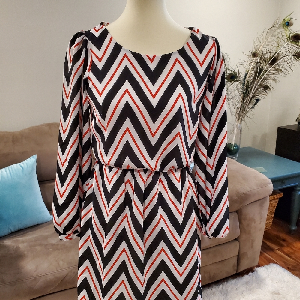 Chevron Black & Orange Dress